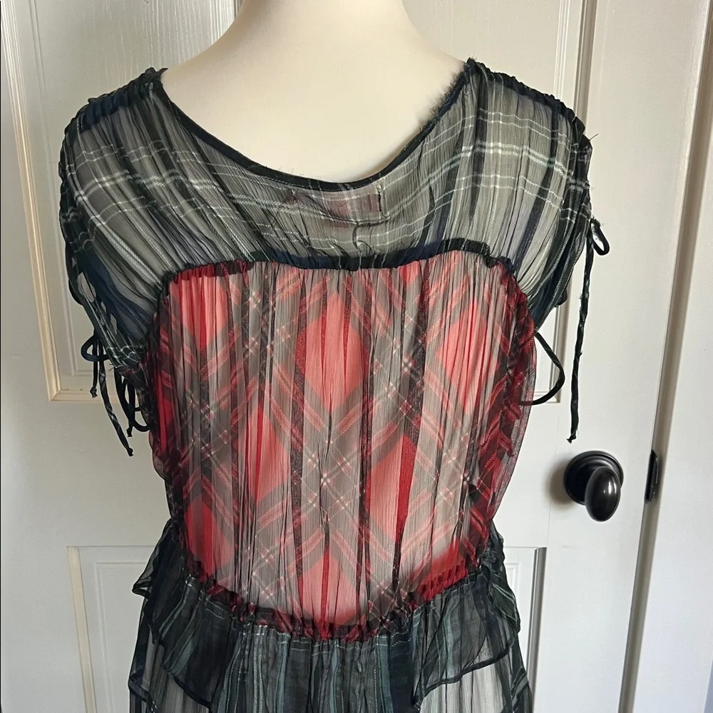 Free People plaid front tie cover up - Picture 5 of 7
